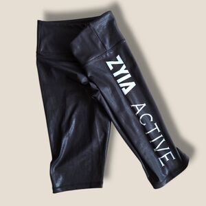 ZYIA Black Athletic Shorts with White 'ZYIA ACTIVE' Logo